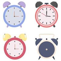 Vintage alarm clock flat icon in different style isolated on white background. vector