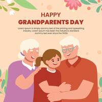 Happy grandparents day banner template with a background of real illustrations of grandparents vector