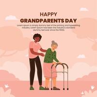 Happy grandparents day banner template with a background of real illustrations of grandparents vector