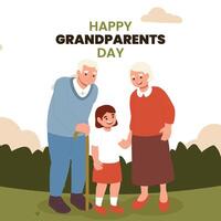 Happy grandparents day banner template with a background of real illustrations of grandparents vector