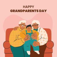 Happy grandparents day banner template with a background of real illustrations of grandparents vector