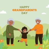 Happy grandparents day banner template with a background of real illustrations of grandparents vector