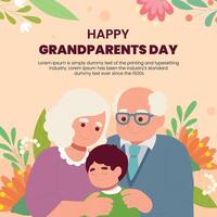 Happy grandparents day banner template with a background of real illustrations of grandparents vector