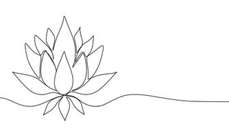 Lotus one line continuous. Hand drawn art. vector