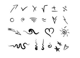 set of different doodles. Hand drawn elements isolated on white background. vector