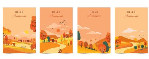 autumn background with beautiful natural scene for a4 vertical design vector