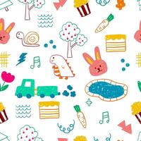 kid scribble seamless pattern background. illustration for square fabric and tile vector