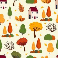 autumn landscape seamless pattern background for tile,fabric design vector