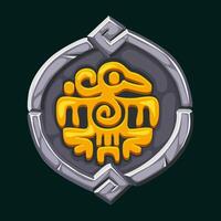 Maya symbolized the bird in a stone frame. Aztec bird symbol for your 2D game or slot games. APP frame vector