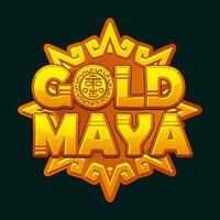 Icon for casino-themed Maya game. Logo- Maya gold, textured and volumetric text for your games. Aztec solar disk, representing the Maya sun vector