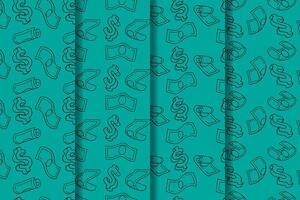 set of green money and 3d dollar symbol cartoon pattern for packaging and printing. seamless pattern of doodle falling money bill and dollar icon illustration. dollar money pattern background set. vector