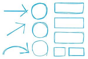 Pencil drawing square rectangle circle and arrows illustration, design elements vector