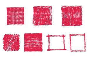 Set of hand drawn red square illustration, blank square shape design elements vector