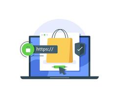 Secure ecommerce payment process,eCommerce website with SSL protection,Secure checkout vector