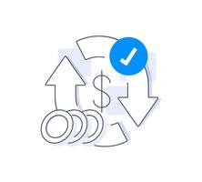Transfer money concept, send or receive payment, financial tracking solution, bank savings account vector