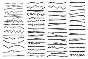 Set of hand drawn marker line illustration design element, grunge strokes, doodle lines underline scribble vector