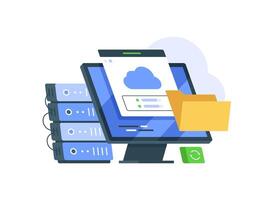 Cloud computing concept,cloud server,device data exchange and file synchronization concept vector