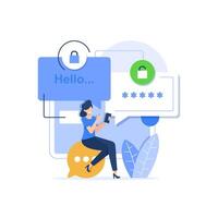 Private chat,secure chat,Messaging people,Concept of security chat sign vector