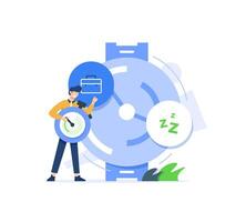 Time management concept planning, organization, working time. Time organization efficiency. Schedule job project team. Good business process. Time control plan technology vector