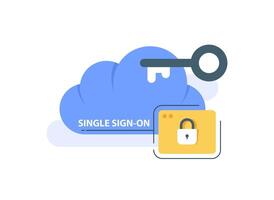 Single Sign-on concept,Login easily with SSO tool,Data protection, Cyber security and privacy concept vector