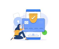 Security transaction. Set of Mobile banking app design concepts,Credit card and secure icon vector