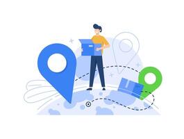 Delivery concept with cartoon people in flat design for web,Fast shipping vector