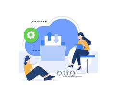 Cloud-based computing abstract concept,Cloud engineering, storage and collaboration, hosted data storage, database security vector
