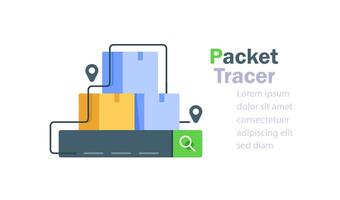 Parcel search concept,Find package box,search product vector