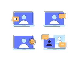 online communication,distant education, e-learning tutorials, internet group conference, work from home,online course vector