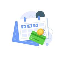 Subscription payment,Calendar with a monthly payment date for a registered member,Monthly subscription payment basis fee concept vector