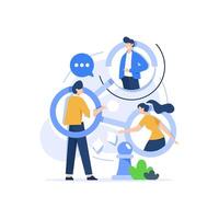 Teamwork concept,Bundle of men and women taking part in business meeting, negotiation, brainstorming, talking to each other vector