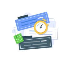 Fast services, quick questionnaire, short survey, opinion poll, delivery time period, urgent order, speed summary reading, deadline stopwatch vector