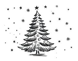 Christmas tree hand drawn illustration vector