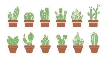 Collection of Cartoon doodle of Cactus, , Illustration. vector