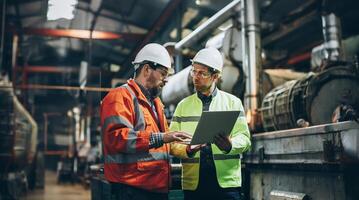 Engineers Using Digital Technology to Monitor Wind Turbine Maintenance.Generated image photo