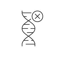 DNA Line Icon with Cross Symbol, Genetic Mutation or DNA Modification Issues in Biology and Chemistry. Isolated Illustration vector