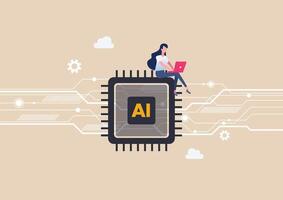 People working with ai artificial intelligence technology. vector