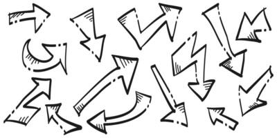 Hand drawn Arrows icons Set. arrow icon with various directions. isolated on a white background vector