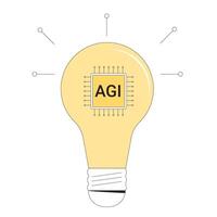 Artificial general intelligence. Light bulb as a technological brain metaphor. vector