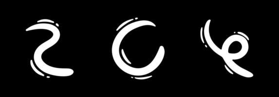 Hand drawn curv lines set. curvy and wavy arrows isolated on black background. vector