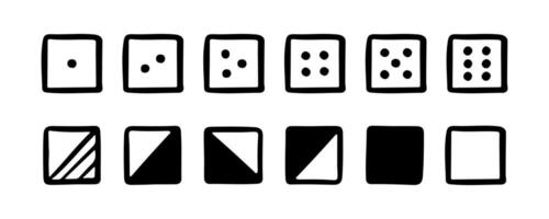Doodle dice cube set. Game sign. sketch. Gambling symbol. Decoration for apparel, greeting cards, posters, emblems, wallpapers vector