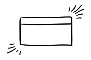 Doodle brackets for quotation with sparkle ray elements. Hand drawn square line frame for title headline illustration. Speech bubble blob for dialog vector