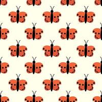 Seamless Pattern with red butterfly. Abstract ornament design wings. Insect wallpaper. illustration background. vector