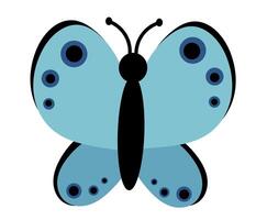 Blue Butterfly with abstract ornament design wings. Insect element. illustration isolated on white background. vector