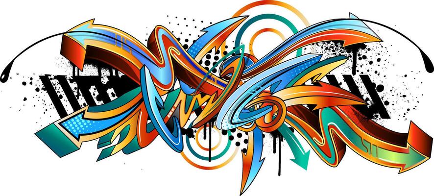 Abstract colorful graffiti art background. Decorative arrows in graffiti styles