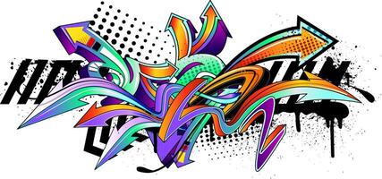 Abstract colorful graffiti art background. Decorative arrows in graffiti styles vector