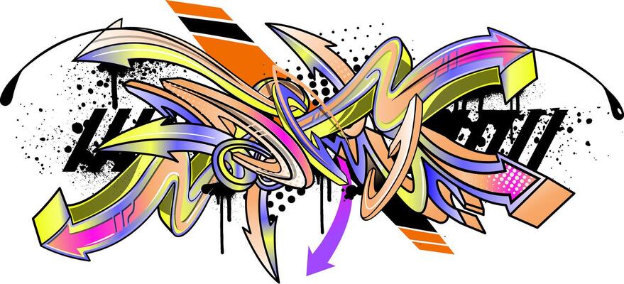 Abstract colorful graffiti art background. Decorative arrows in graffiti styles