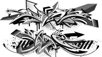 Abstract black and white graffiti art background. Decorative arrows in graffiti styles vector