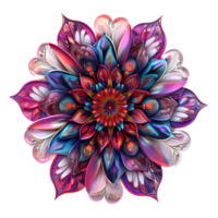 Mandala fractal design element with flower pattern isolated on transparent background png