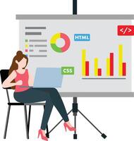 Web developer implementing technical SEO improvements Illustration vector